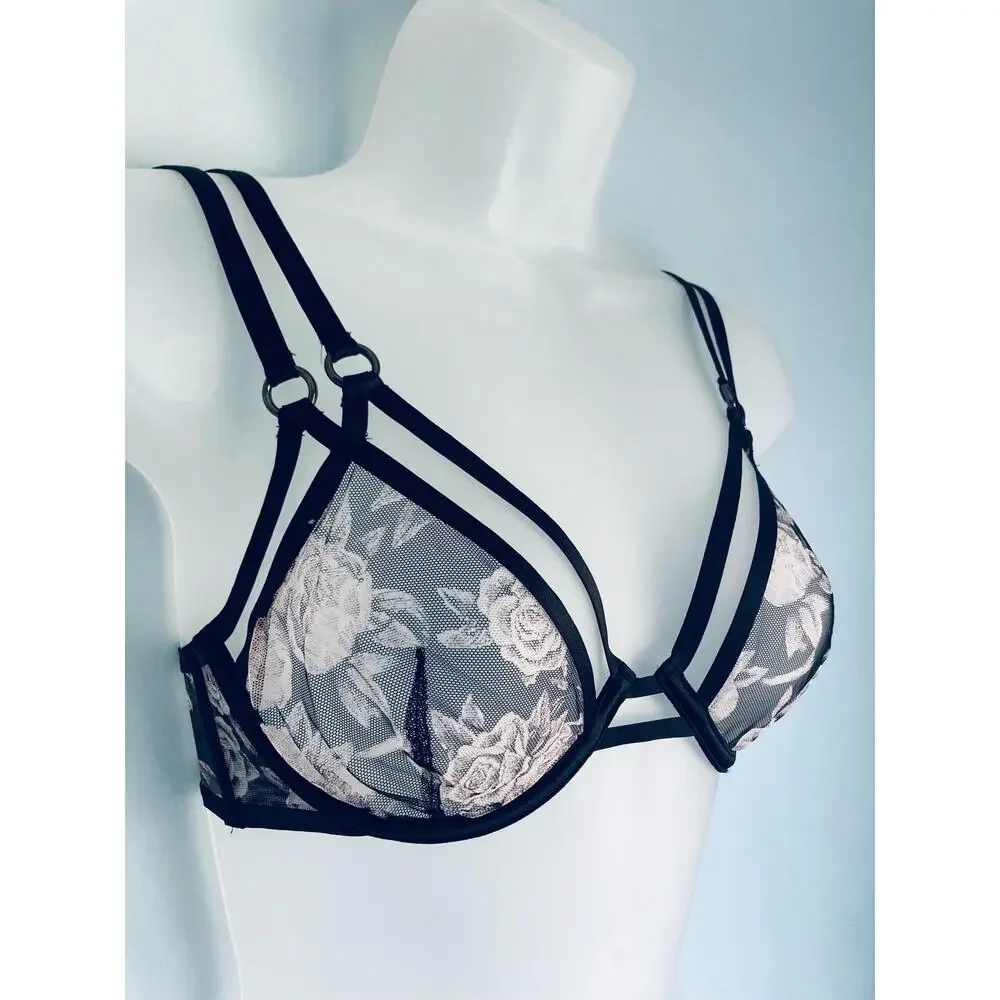Victoria's Secret Unlined Bra 32D Floral Coquette Whimsigoth